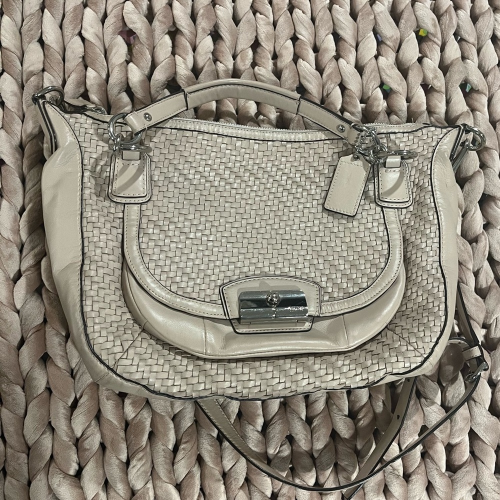 Light pink pastel leather coach crossbody/shoulder bag